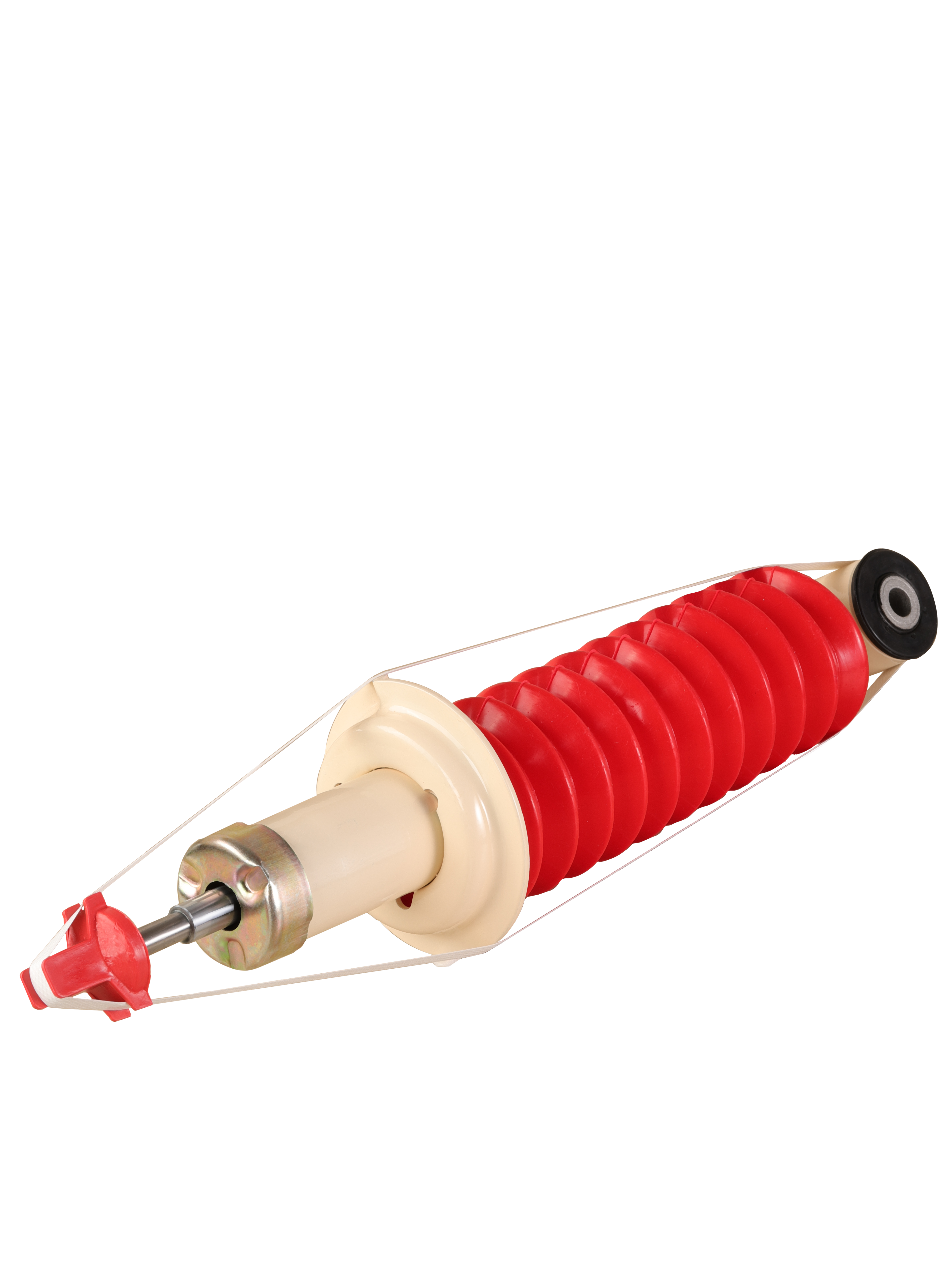Автомобильный Задний газомаслянный амортизатор на белом фоне.