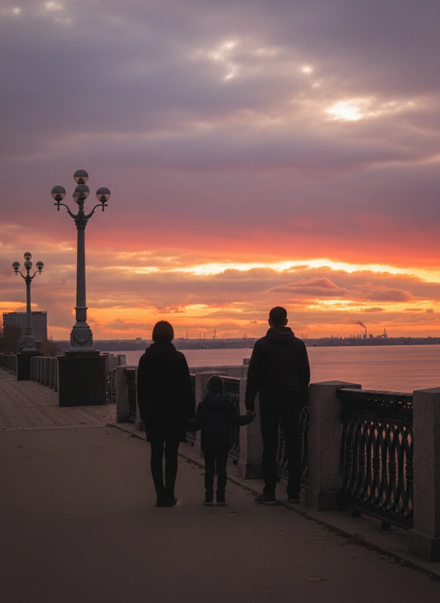 Семья на набережной Волги — выездная фотосессия в Самаре