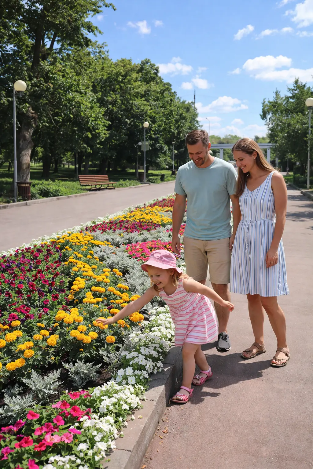 Родители с детьми — семейная фотосессия в парке Самары